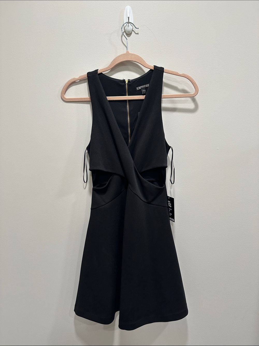 Express Black Sleeveless Twist-Front Mini Dress